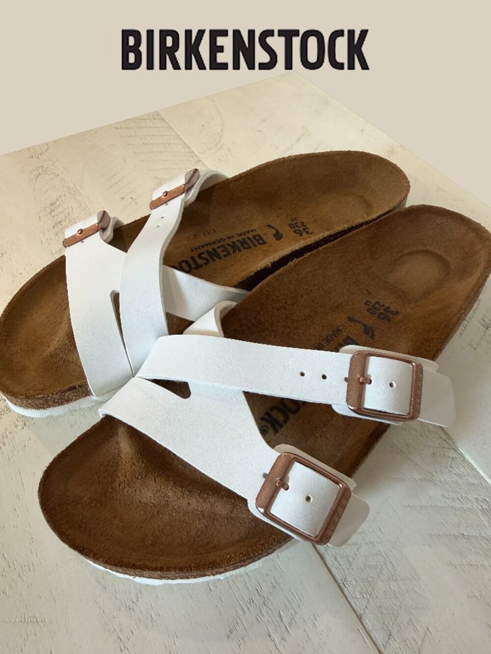 BIRKENSTOCK Yao Sandal Slide in White EU size 36. Like a US 6.5 or 6. Worn Once
